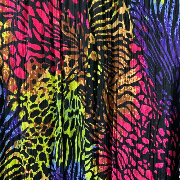 Women Colorful Animal Print Rayon Button Top Sz 22W Maximalism Vibrant Statement - Picture 5 of 12
